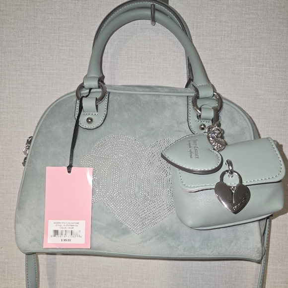 Nwt Juicy Couture Queen Satchel Bag With Pouch Set Sage New - Picture 1 of 4
